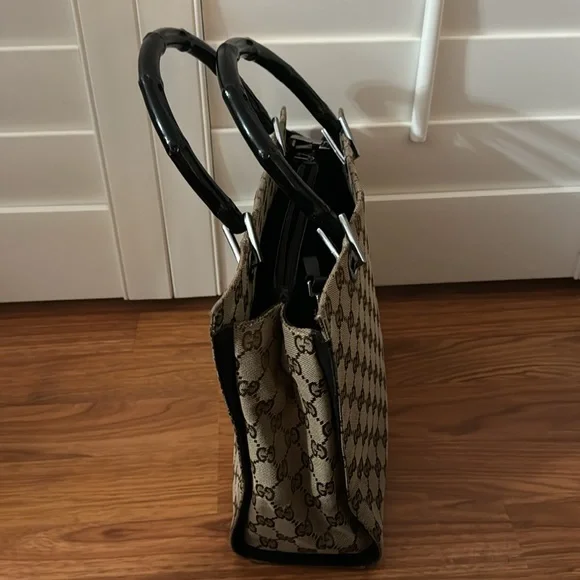 AUTHENTIC GUCCI Vintage GG Canvas Bamboo Tote (Tom Ford Era) 2way rare🎍 - Picture 4 of 13